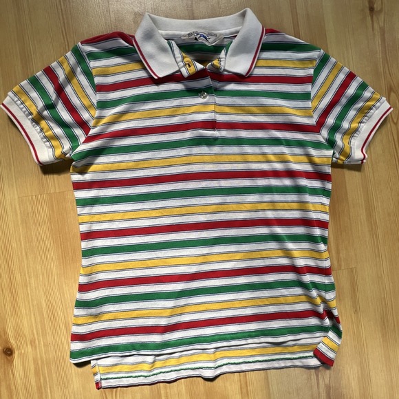 jcpenney Tops - Vintage JC Pennys Multicolor Stripes Polo Women's Girls‎ Junior Large The Fox